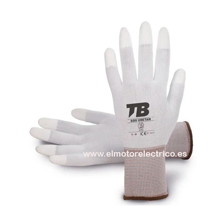 GUANTE NYLON BLANCO RECUBRIMIENTO POLIURETANO PUNTAS DEDOS 600P URETAN TB