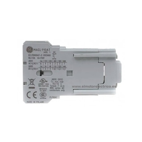 CONTACTO AUXILIAR GE MACL110AT NO 100560 GENERAL ELECTRIC.