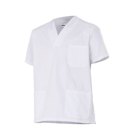 CASACA SANITARIA BLANCA CUELLO PICO M/CORTA