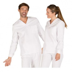 CASACA SANITARIA BLANCO CUELLO PICO M/LARGA CON PUÑOS GARYS