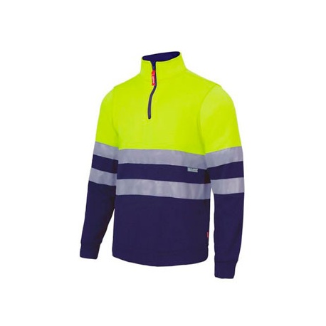SUDADERA BICOLOR MEDIA CREMALLERA CON CINTAS REFLECTANTES VELILLA