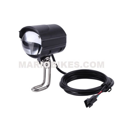 FARO DE LED 36V-48V NEGRO REDONDO PARA BICICLETA 