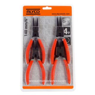 JUEGO ALICATES SEEGER PUNTA 140MM ALYCO ORANGE