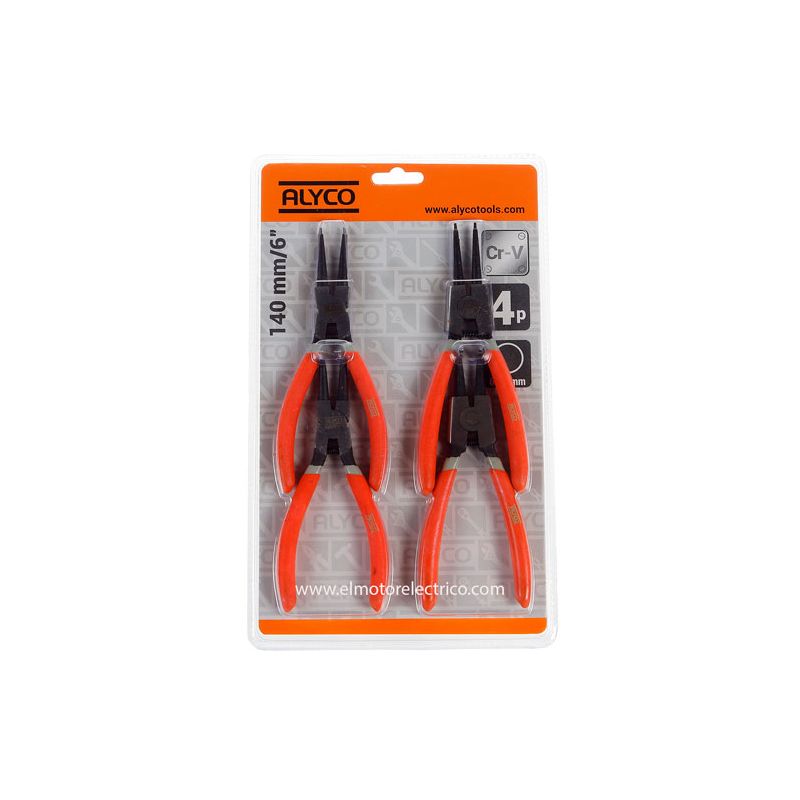 JUEGO ALICATES SEEGER PUNTA 140MM ALYCO ORANGE