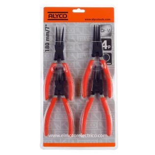 JUEGO ALICATES SEEGER PUNTA 180MM ALYCO ORANGE