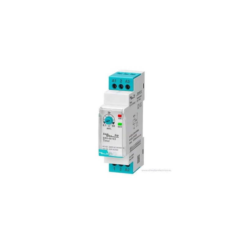 RELE RETARDO AJUSTABLE ERV-03D (3 MINUTOS) 220V AC 24V DC
