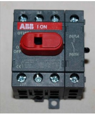 INTERRURTOR SOBRE CARRIL  ABB OT25E4 TRIF. 25A 4 POLOS