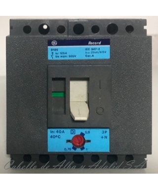 INTERRUPTOR AUTOMATICO 40A GENERAL ELECTRIC RECORD 230V 3POLOS + NEUTRO REF.711153