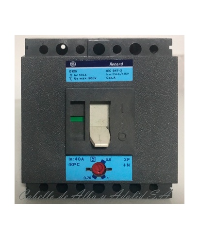 INTERRUPTOR AUTOMATICO 40A GENERAL ELECTRIC RECORD 230V 3POLOS + NEUTRO REF.711153