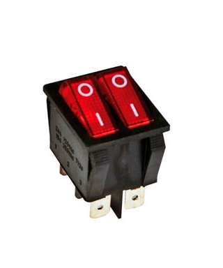 INTERRUPTOR LUMINOSO DOBLE 16 A TECLA ESTRECHA ON-OFF