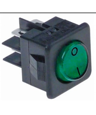 INTERRUPTOR LUMINOSO 16A TECLA VERDE 2 CONTACTOS REDONDO
25X25 MM 230V