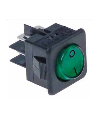 INTERRUPTOR LUMINOSO 16A TECLA VERDE 2 CONTACTOS REDONDO
25X25 MM 230V
