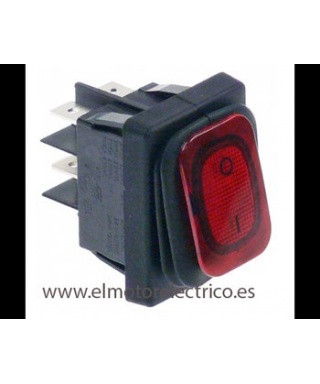 INTERRUPTOR LUMINOSO RF. 090615 ROJO  15 A TECLA CON PROTECTOR 30X22MM