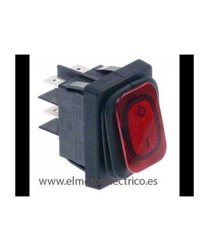 INTERRUPTOR LUMINOSO RF. 090615 ROJO  15 A TECLA CON PROTECTOR 30X22MM