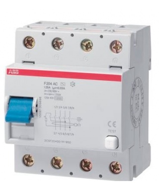 DIFERENCIAL F204 AC-125/0.03 ABB  220V 4P 2CSF204001R1950 *