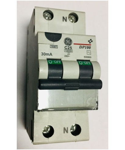 MAGNETOTERMICO DIFERENCIAL 1 POLO+NEUTRO 25A GE DP100 C25/030  608869