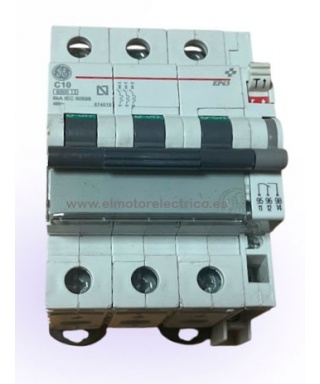 MAGNETOTERMICO TRIPOLAR 10 A EP636-C10 CON CONTACTO DE SEÑALIZACION CA S/H 5A G.E