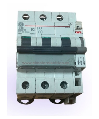 MAGNETOTERMICO TRIPOLAR 10 A EP636-C10 CON CONTACTO DE SEÑALIZACION CA S/H 5A G.E