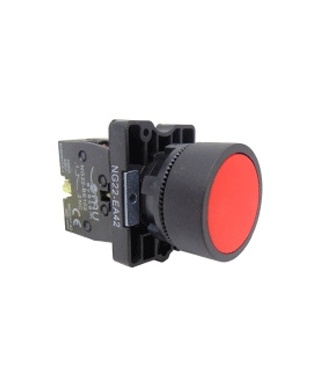 Pulsador Rojo RF.P9XPN52011+ CONTACTO RF.NC Plastico con retorno GE