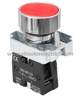 PULSADOR METALICO ROJO NC CON RETORNO 