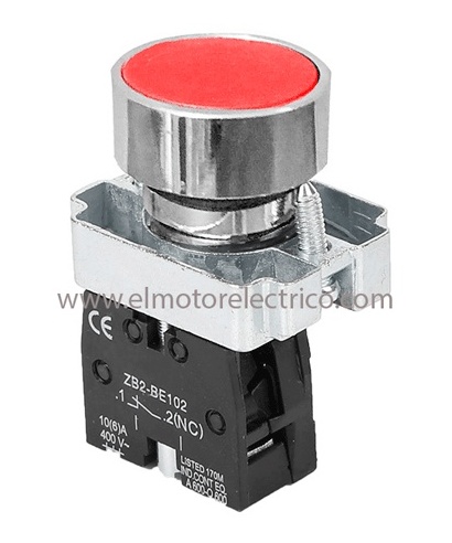 PULSADOR METALICO ROJO NC CON RETORNO 