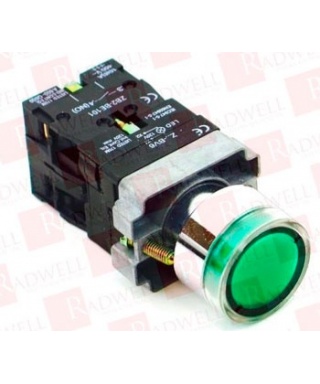 PULSADOR LUMINOSO VERDE 22mm INCLUYE 1NO/1NC ZB2-BE101, ZB2-BE102 BLOQUES DE CONTACTO Y 1 BLOQUE DE CONTACTO Z-BV6 120V AC