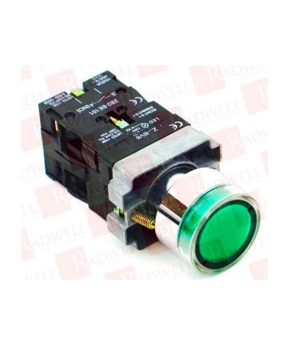 PULSADOR LUMINOSO VERDE 22mm INCLUYE 1NO/1NC ZB2-BE101, ZB2-BE102 BLOQUES DE CONTACTO Y 1 BLOQUE DE CONTACTO Z-BV6 120V AC
