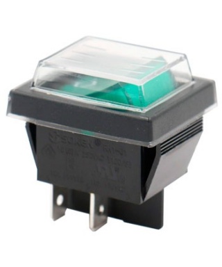 PULSADOR VERDE 30x22mm 230 V RF. XCK019 CON FUNDA PROTECTORA