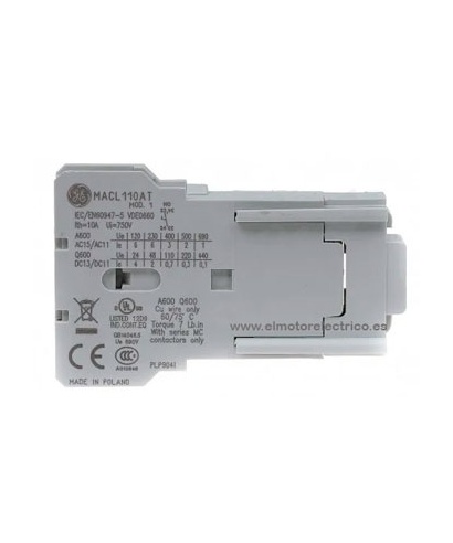 CONTACTO AUXILIAR GE MACL110AT NO 100560 GENERAL ELECTRIC.
