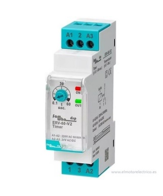 RELE RETARDO AJUSTABLE ERV-03D (3 MINUTOS) 220V AC 24V DC
