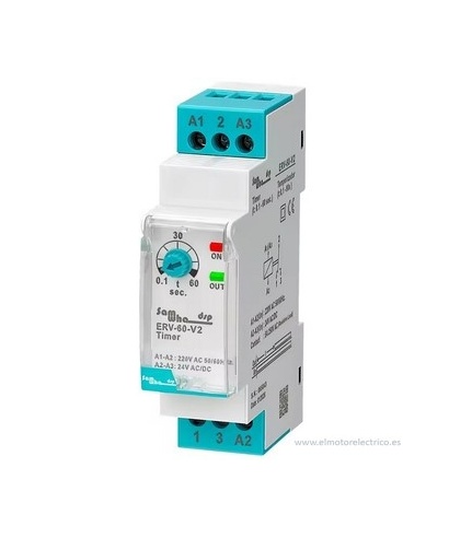RELE RETARDO AJUSTABLE ERV-03D (3 MINUTOS) 220V AC 24V DC