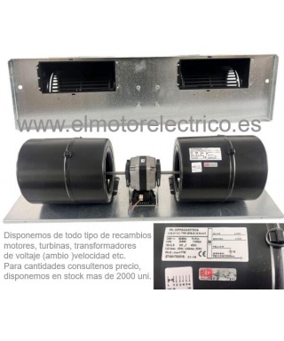 Ventilador turbina doble Mod.  ELCO 3BTB-CO25-20- para  fancoils Carrier, Ciat, Tecna, Midea, Gree, Mitsubishi, Ferroli, Airwell