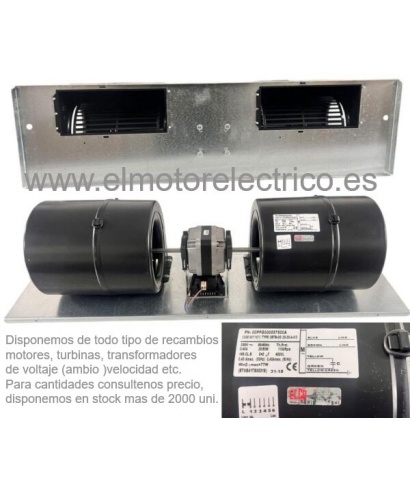 Ventilador turbina doble Mod.  ELCO 3BTB-CO25-20- para  fancoils Carrier, Ciat, Tecna, Midea, Gree, Mitsubishi, Ferroli, Airwell
