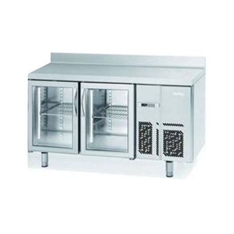 MESA REFRIGERADA SERIE 600 MARCA  INFRICO 1,5 MTS 2 PUERTAS DE CRISTAL MODELO BMPP 1500 CR