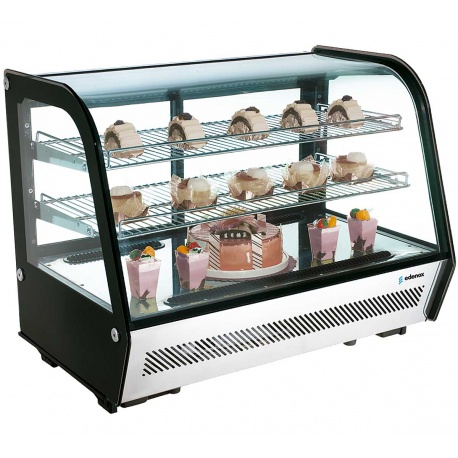VITRINA EXPOSITORA REFRIGERADA INDUSTRIAL DE SOBREMESA VERS-120HC MARCA EDENOX 2 PUERTAS CORREDERAS 220V 115 LITROS