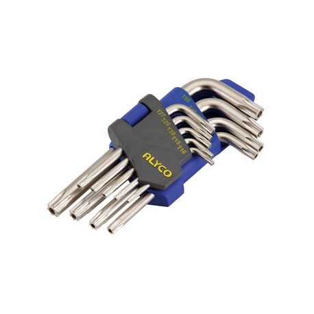 JUEGO LLAVES TORX INVIOLABLE 9 PIEZAS ALYCO.