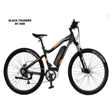 BICICLETA ELECTRICA BT-X8M-29 GRIS-NARANJA BLACK THUNDER