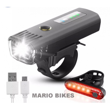 FARO LED TRAS-DELANT NEGRO RECARGABLE CON USB  PARA BICICLETAS

