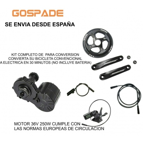 KIT MOTOR CENTRAL GOSPADE 36V 250W MONTAJE EN EJE PEDALIER PARA BICICLETAS, NO INCLUYE PRECIO DE BATERIA
MOT-001