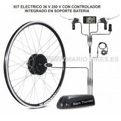 KIT MOTOR TRASERO RUEDA 29" 36V 250W BATERIA 10A CONECTOR DE BATERIA 1P RF.BTA2936B10-1P-C CONTROLADOR INCORPORADO