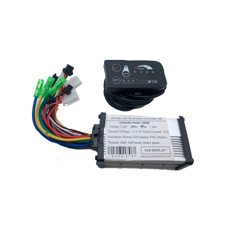 CONJUNTO CONTROLADOR PARA BICICLETA ELECTRICA FOCAN MOTOR BRUSHLESS 36-48V S/ESCOBILLAS CON PANTALLA LED RF..810