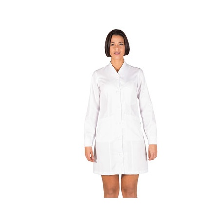 BATA MUJER BLANCA M/LARGA CON PUÑO Y BOTON GARY`S