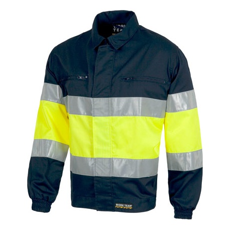 CAZADORA ALTA VISIBILIDAD BICOLOR C/CINTAS REFLEX. 100% ALG. WT