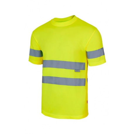 CAMISETA M/CORTA A.V. FLUOR C/BANDAS REFLEX 100%POL VELILLA