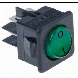 INTERRUPTOR LUMINOSO 16A TECLA VERDE 2 CONTACTOS REDONDO
25X25 MM 230V