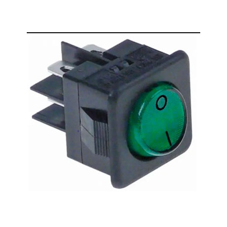 INTERRUPTOR LUMINOSO 16A TECLA VERDE 2 CONTACTOS REDONDO
25X25 MM 230V