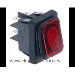 INTERRUPTOR LUMINOSO RF. 090615 ROJO  15 A TECLA CON PROTECTOR 30X22MM